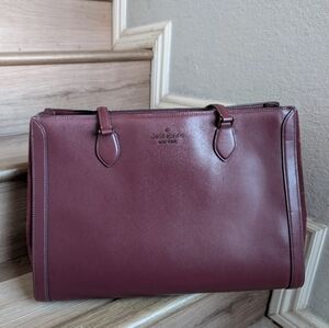 NWT Kate Spade KM661 Madison Suede Large Laptop Tote In Dark Merlot